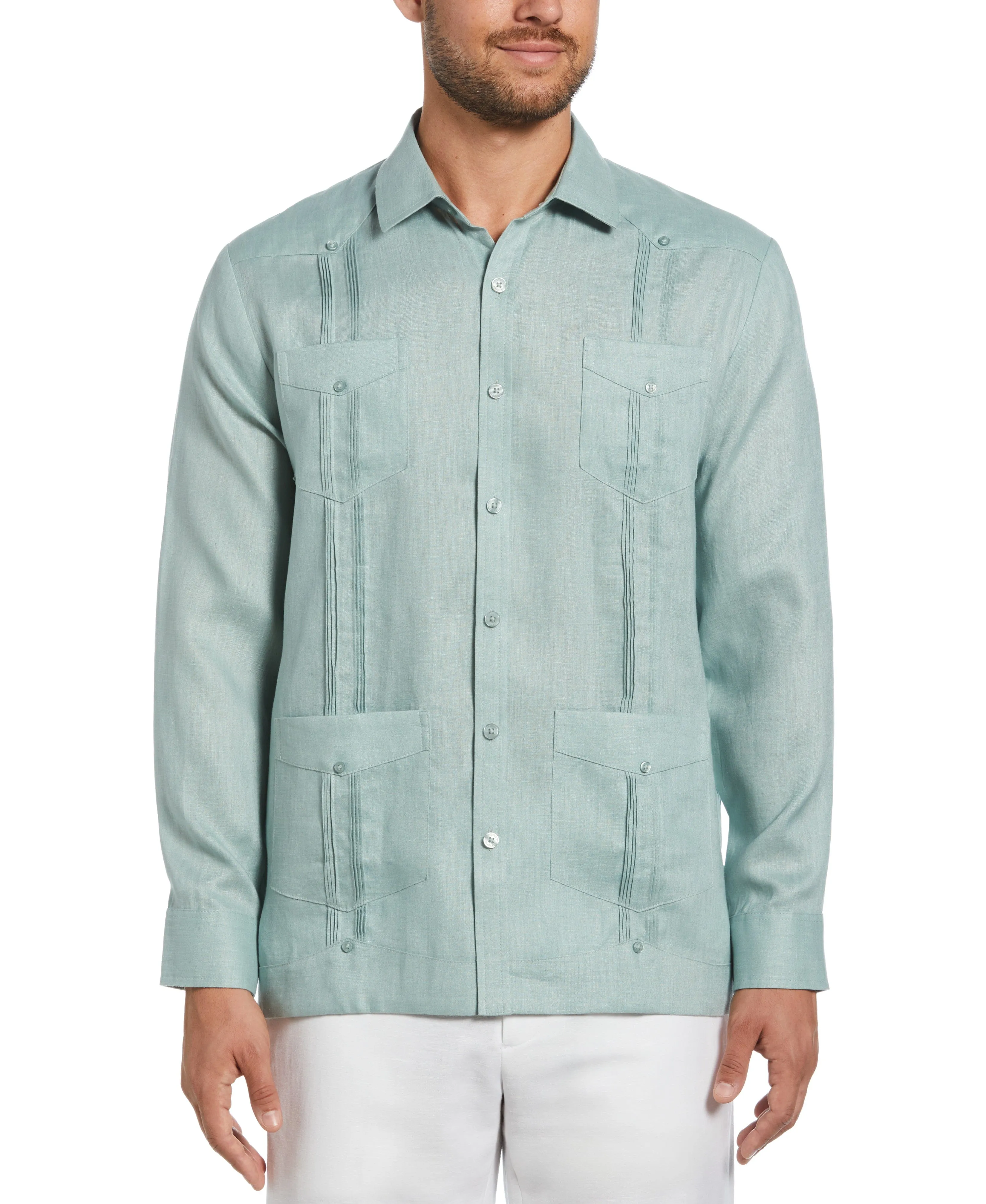 100% Linen Classic Guayabera Shirt - Long Sleeve