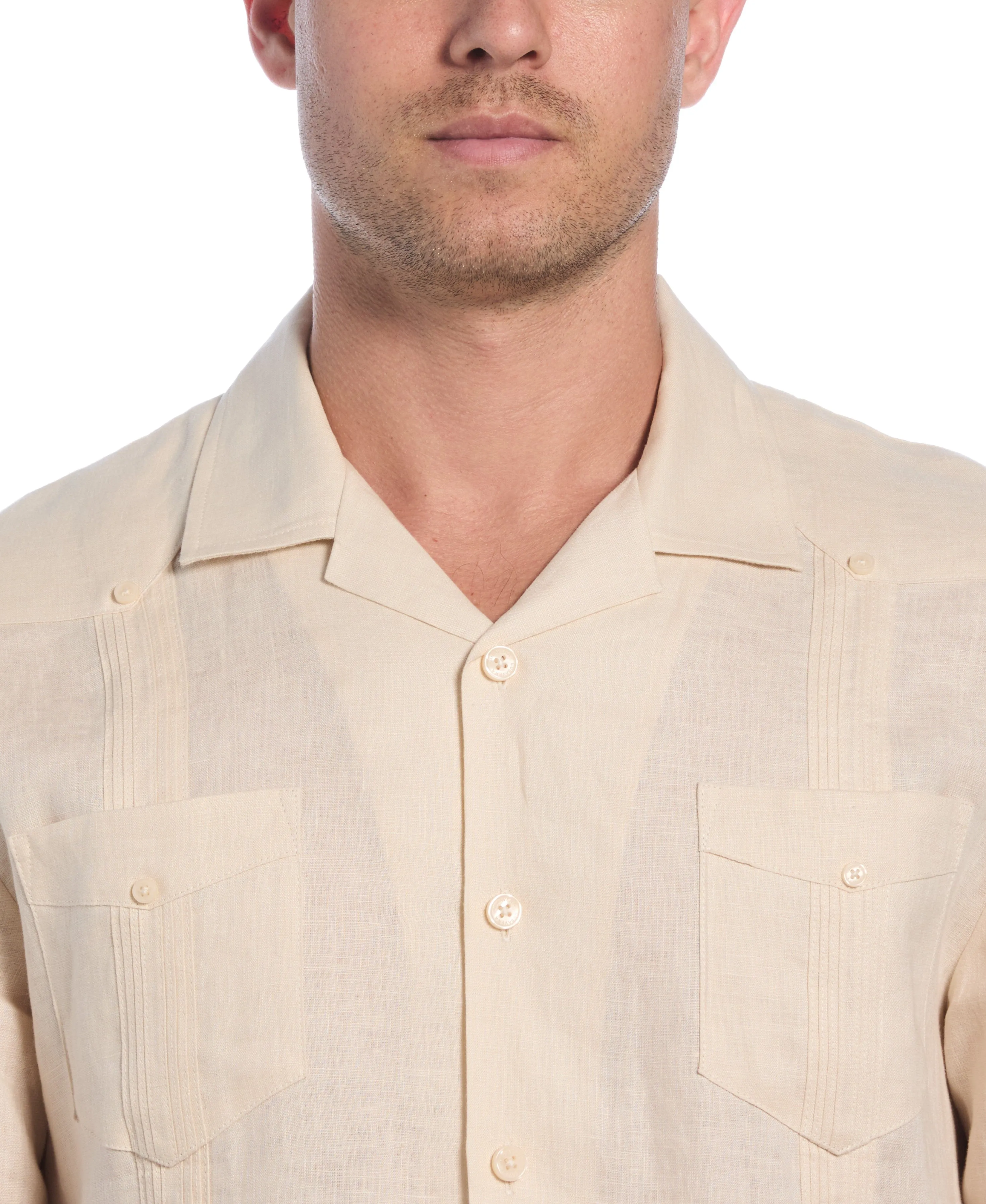 100% Linen Classic Guayabera Shirt - Short Sleeve