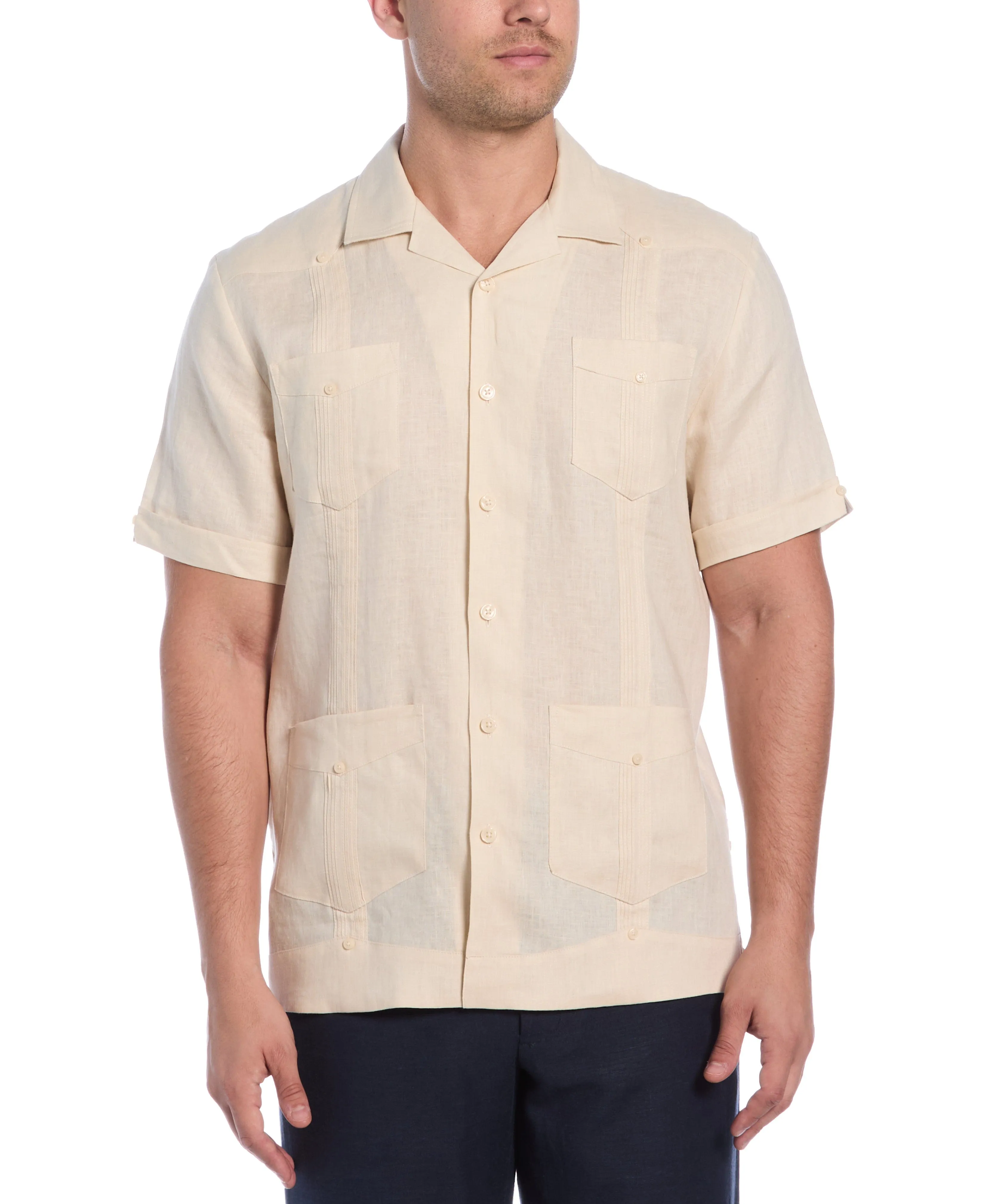 100% Linen Classic Guayabera Shirt - Short Sleeve