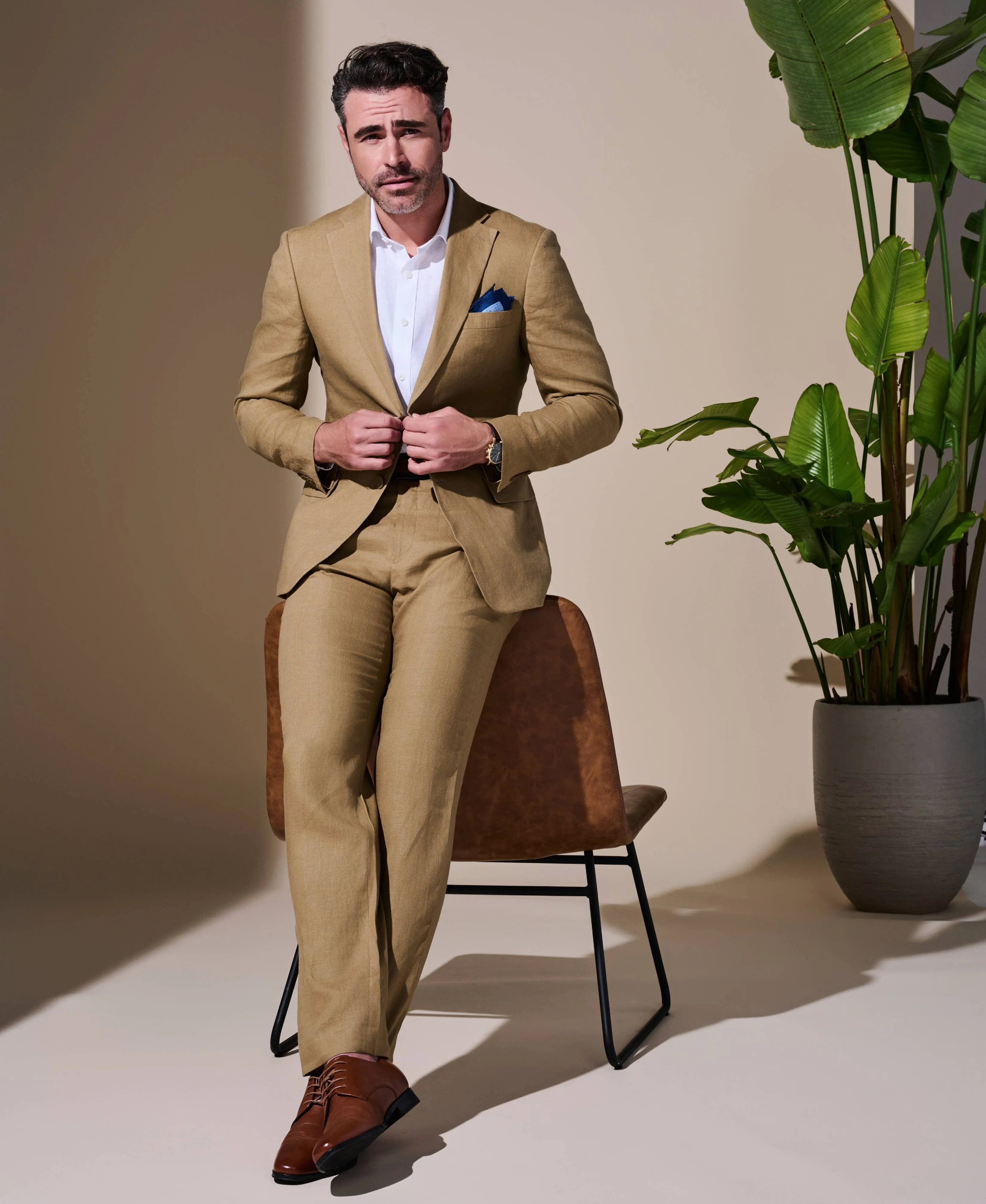 100% Linen Single-Breasted Suit Jacket