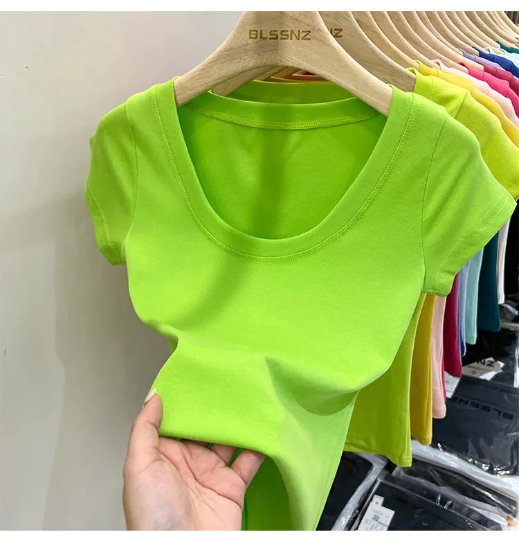 16 Colors Summer Slim Skinny Short Sleeve Croptops