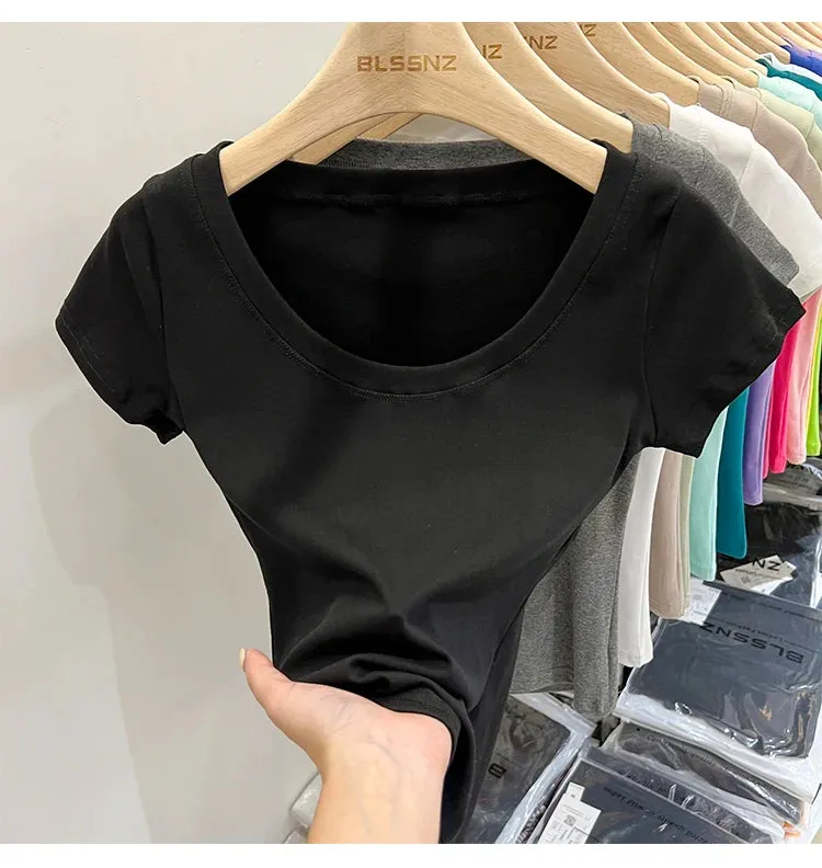 16 Colors Summer Slim Skinny Short Sleeve Croptops