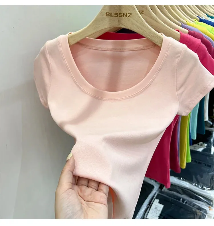 16 Colors Summer Slim Skinny Short Sleeve Croptops