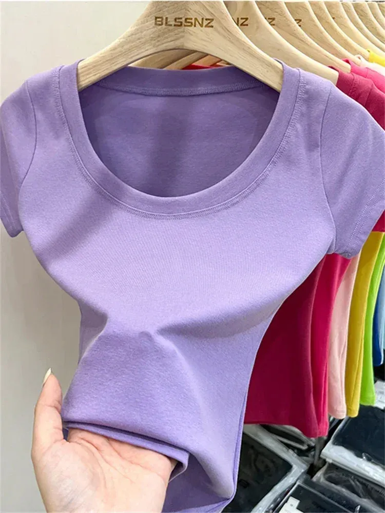 16 Colors Summer Slim Skinny Short Sleeve Croptops