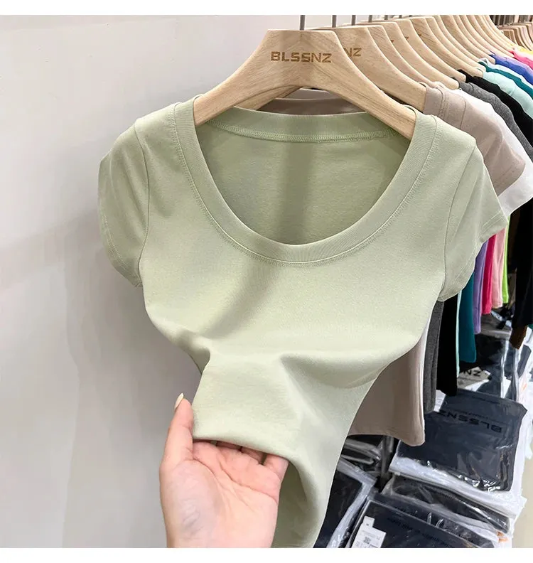 16 Colors Summer Slim Skinny Short Sleeve Croptops