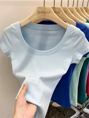 16 Colors Summer Slim Skinny Short Sleeve Croptops
