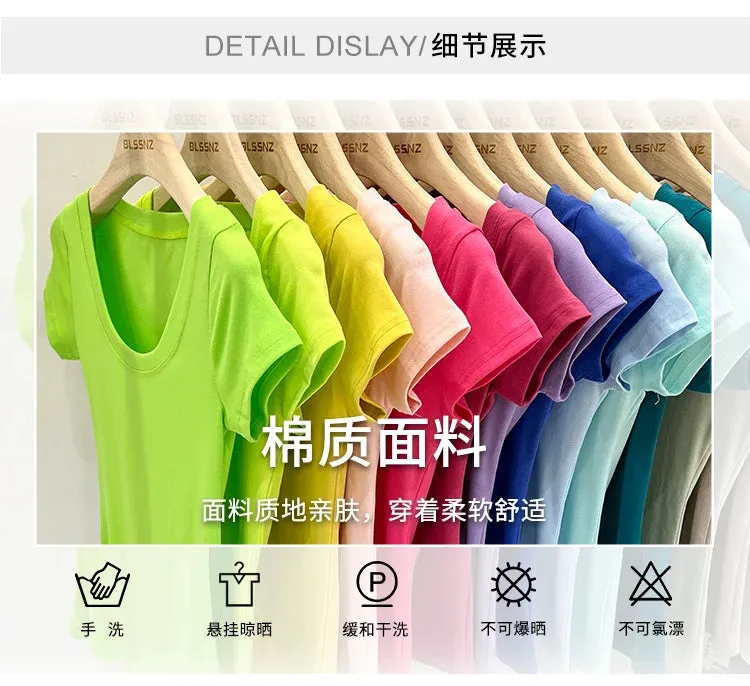 16 Colors Summer Slim Skinny Short Sleeve Croptops