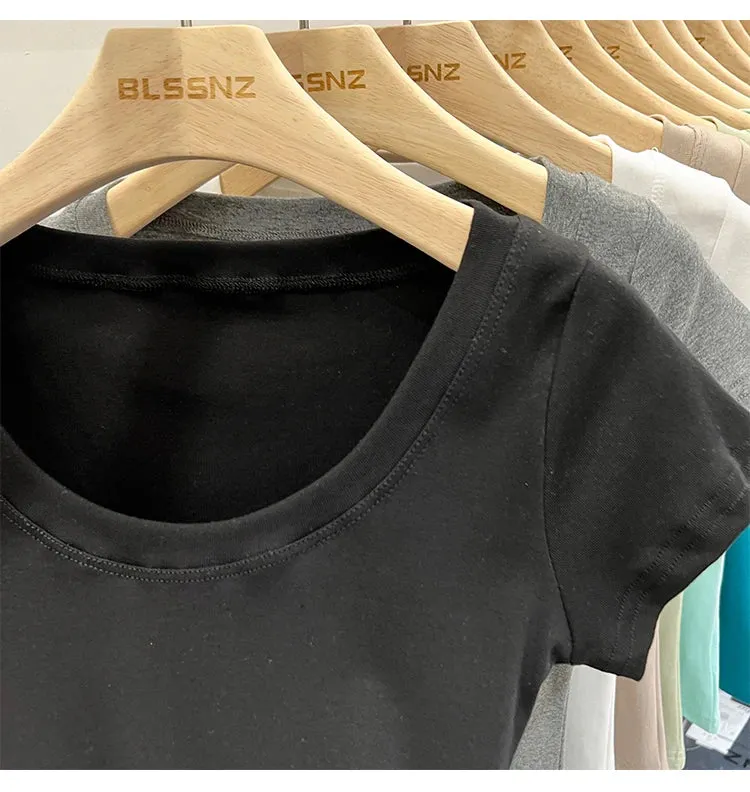 16 Colors Summer Slim Skinny Short Sleeve Croptops