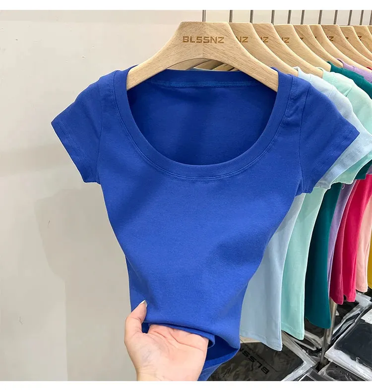 16 Colors Summer Slim Skinny Short Sleeve Croptops