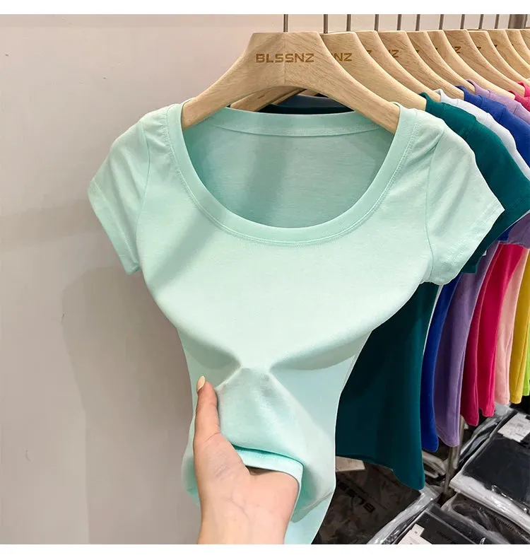16 Colors Summer Slim Skinny Short Sleeve Croptops