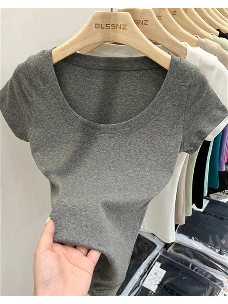 16 Colors Summer Slim Skinny Short Sleeve Croptops