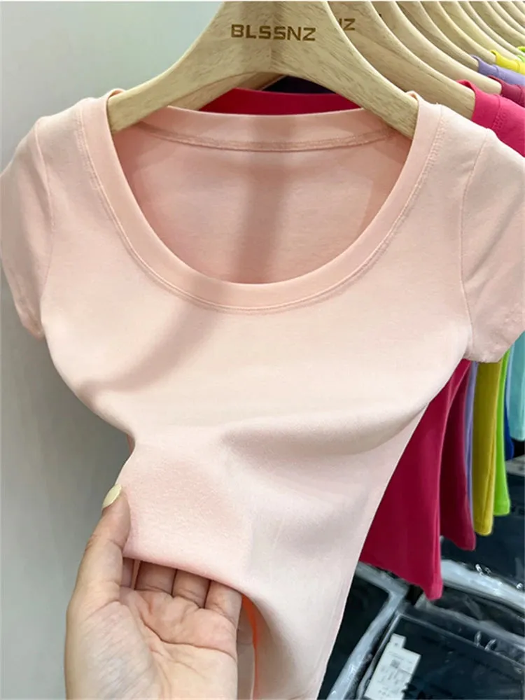 16 Colors Summer Slim Skinny Short Sleeve Croptops
