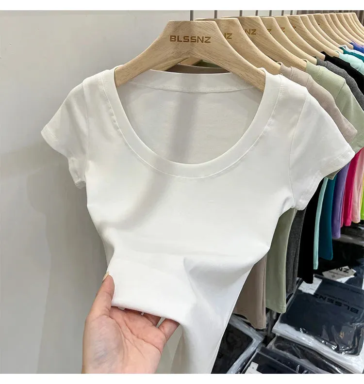 16 Colors Summer Slim Skinny Short Sleeve Croptops