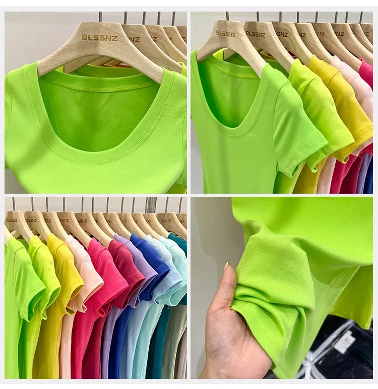 16 Colors Summer Slim Skinny Short Sleeve Croptops