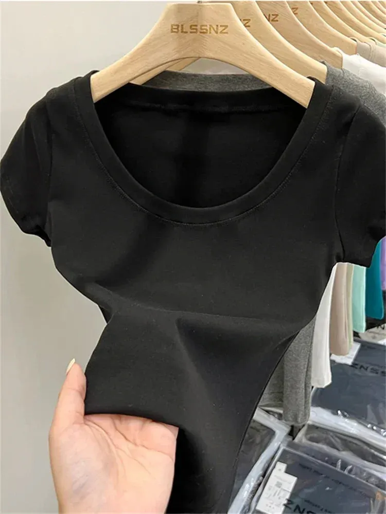 16 Colors Summer Slim Skinny Short Sleeve Croptops