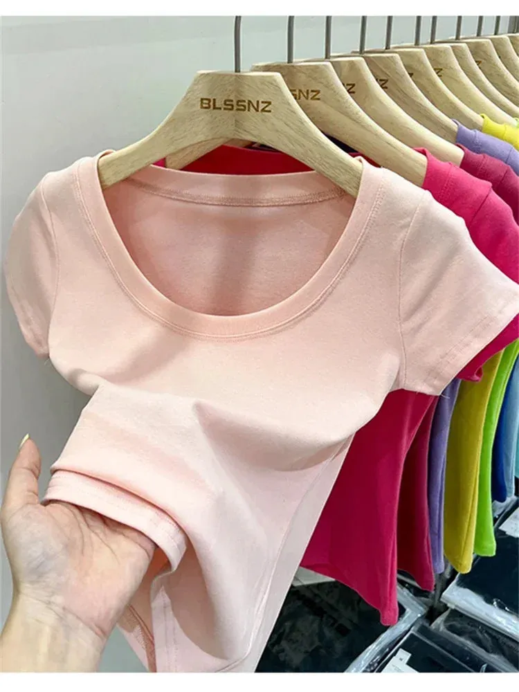 16 Colors Summer Slim Skinny Short Sleeve Croptops