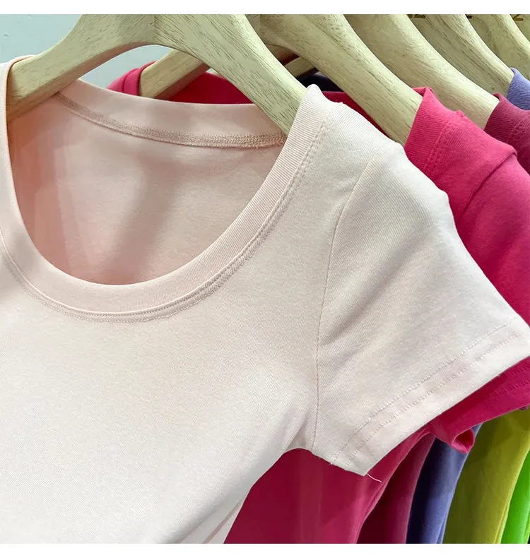 16 Colors Summer Slim Skinny Short Sleeve Croptops