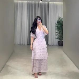 2025 spring and summer new New Popular trade women's clothing independent station  Middle East flower chiffon dress dress