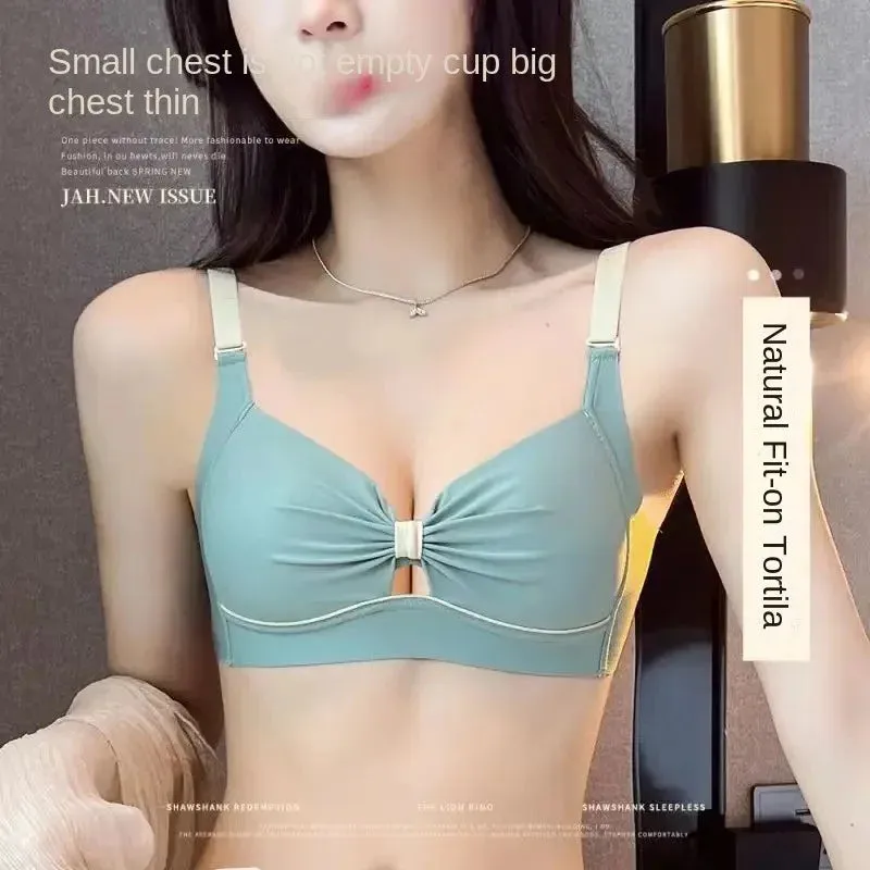 2/1Solid Wireless Sports Bra Comfy & Breathable Seamless Push Up Running Workout Tank Everyday Bra, Women's Lingerie & Underwear