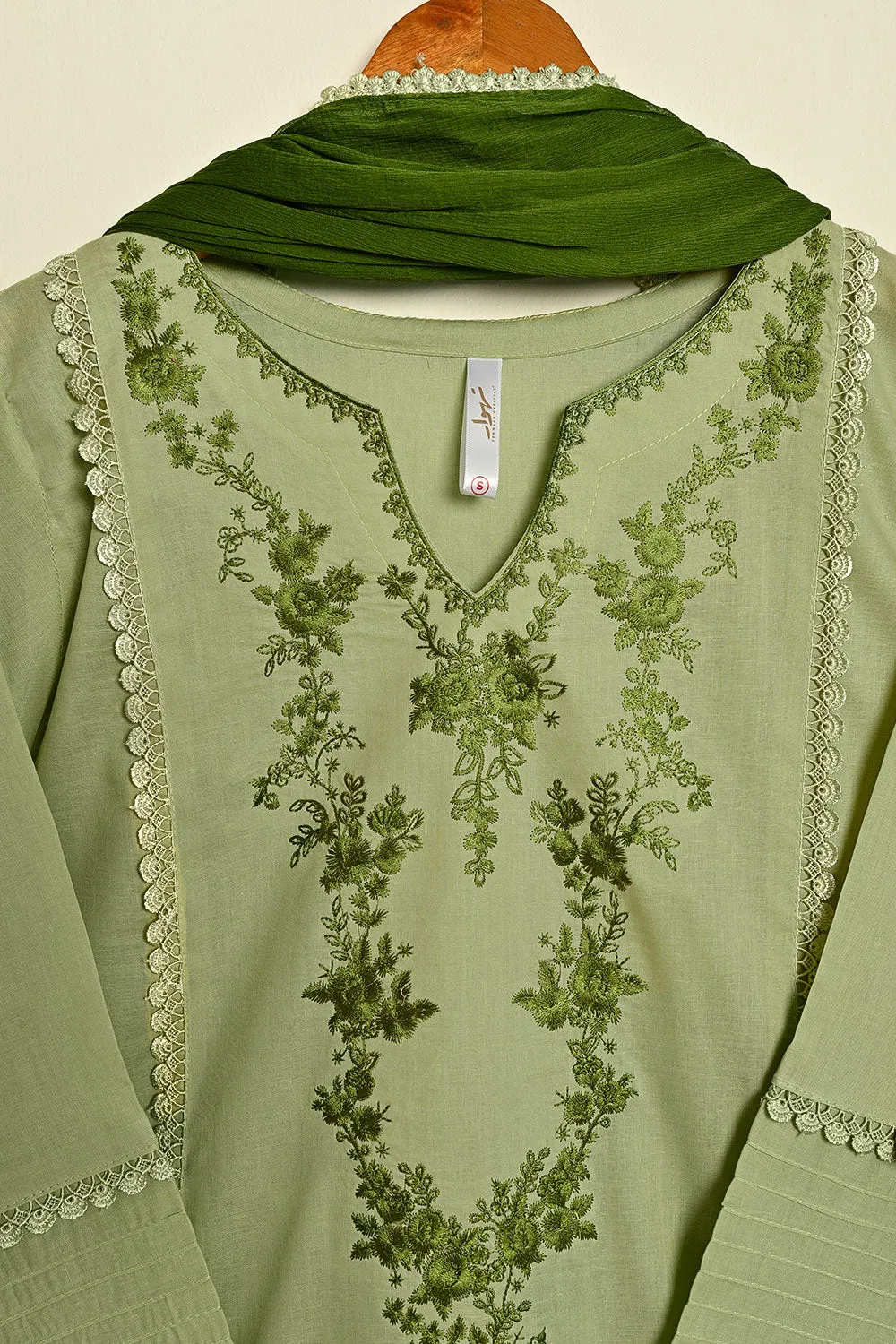 3SP-25A-Pista- 3PC COTTON EMBROIDERED DRESS