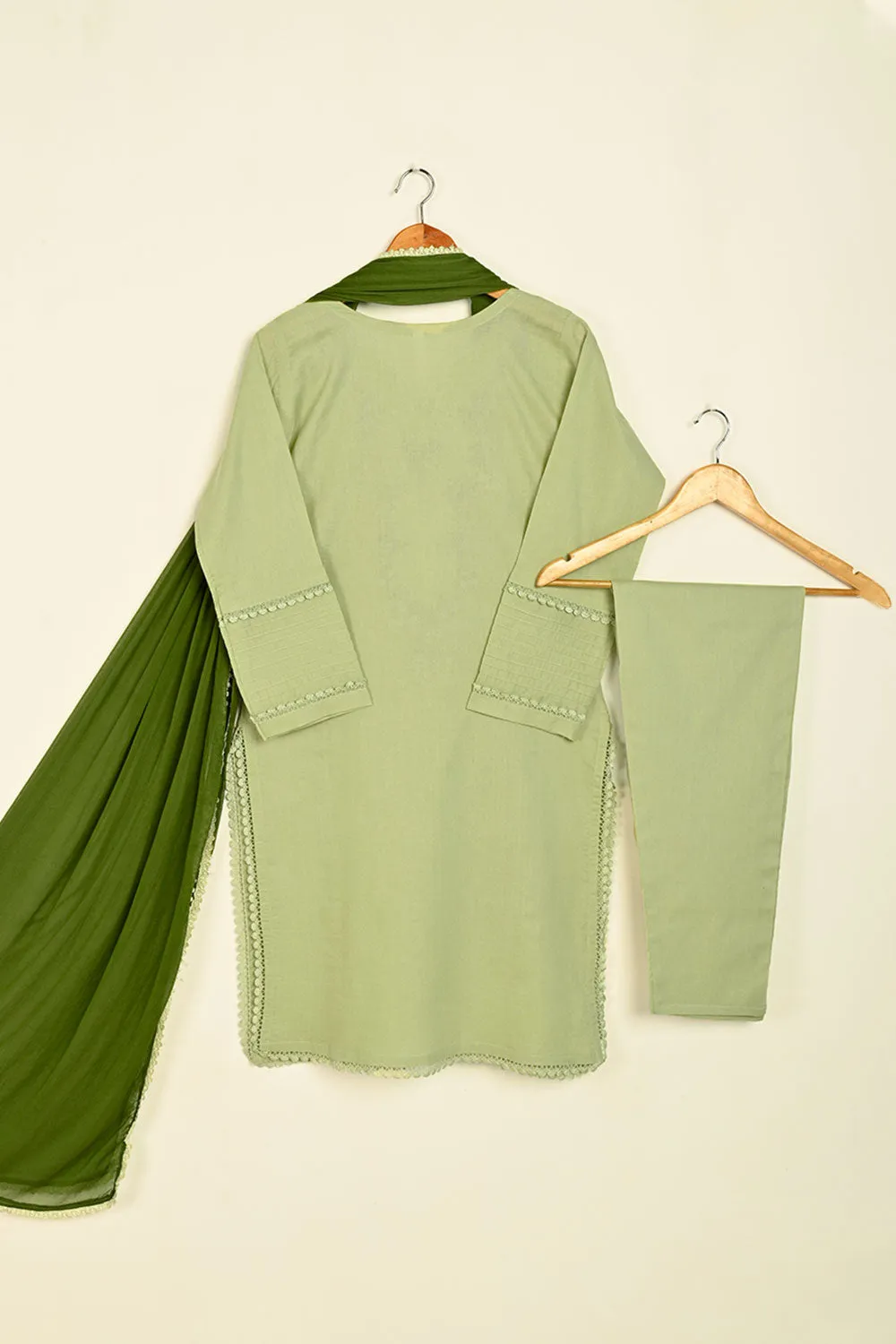 3SP-25A-Pista- 3PC COTTON EMBROIDERED DRESS