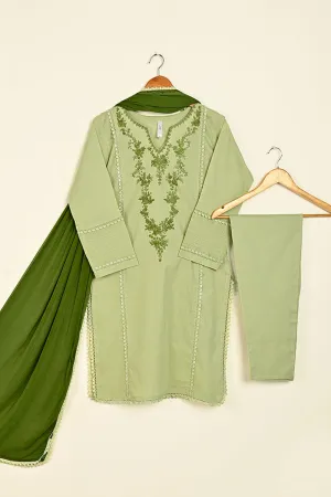 3SP-25A-Pista- 3PC COTTON EMBROIDERED DRESS