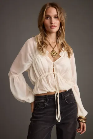 Alba White Chiffon Long Sleeve Blouse