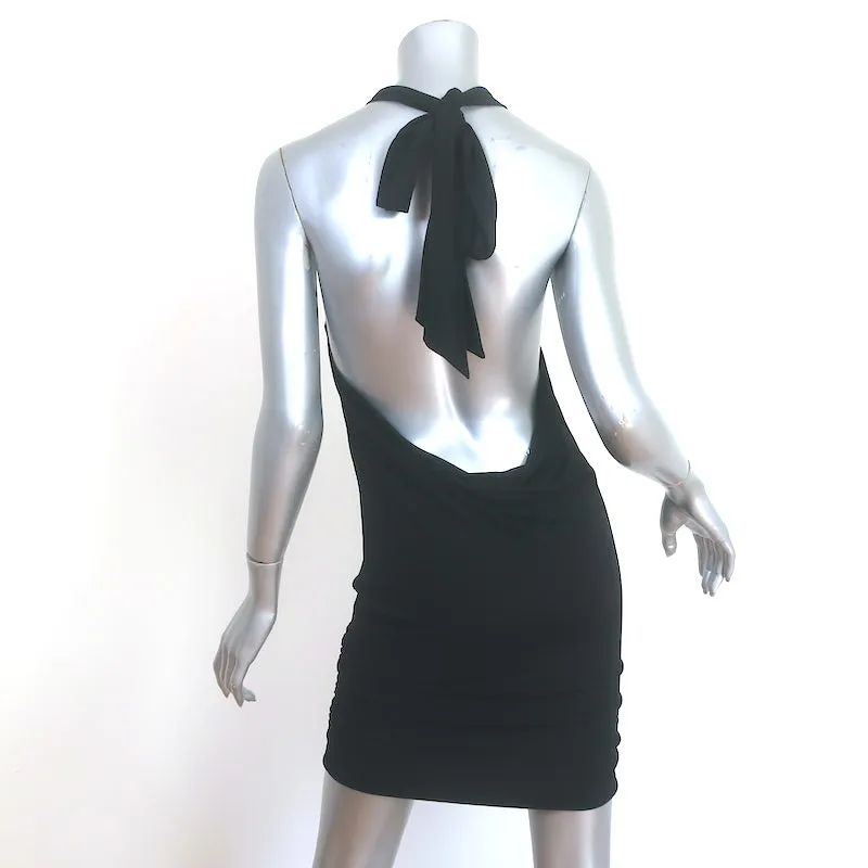Alice   Olivia Crystal Flower-Embellished Halter Mini Dress Black Size Small