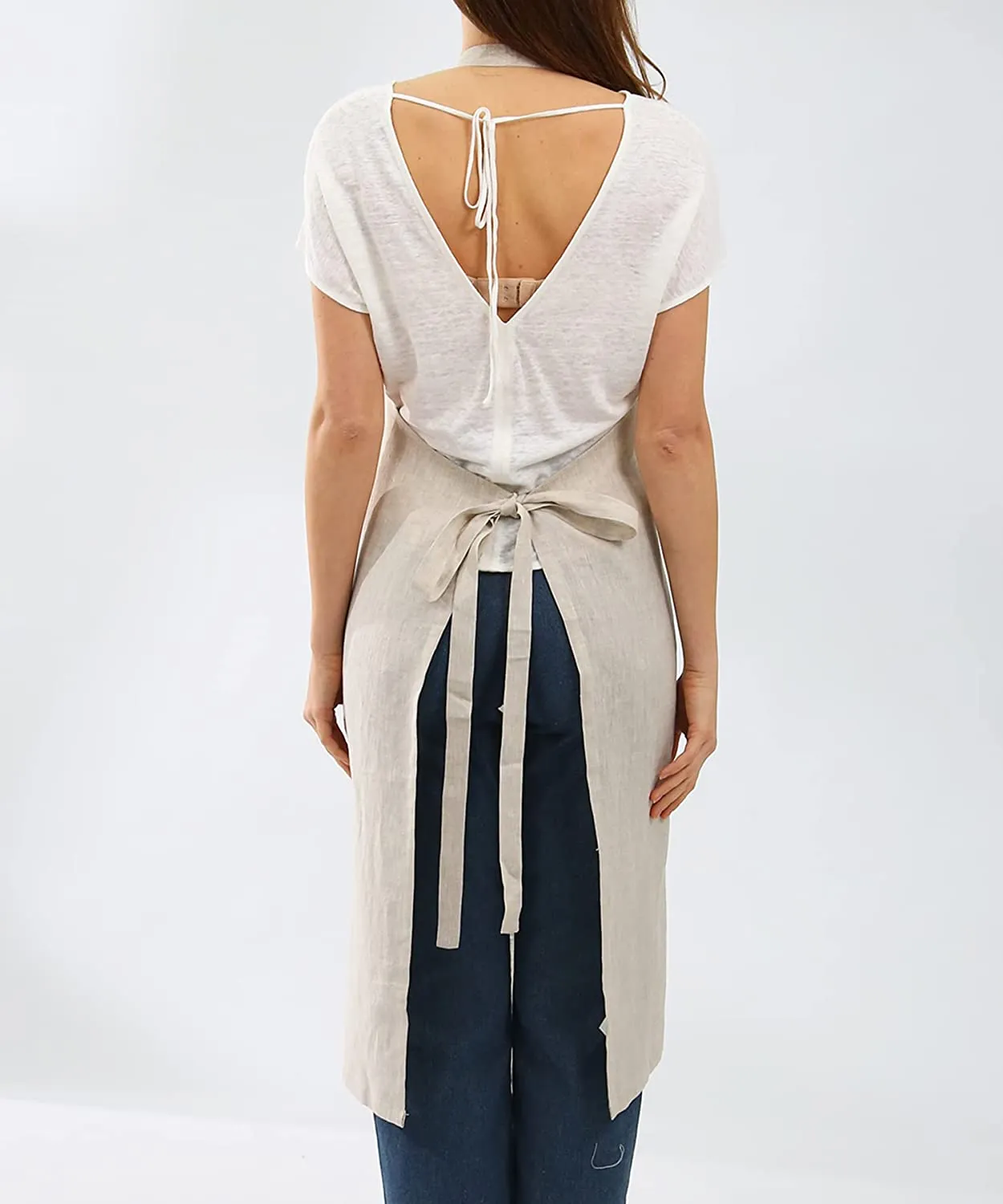 Amazhiyu Pure Linen Kitchen Apron with Pockets
