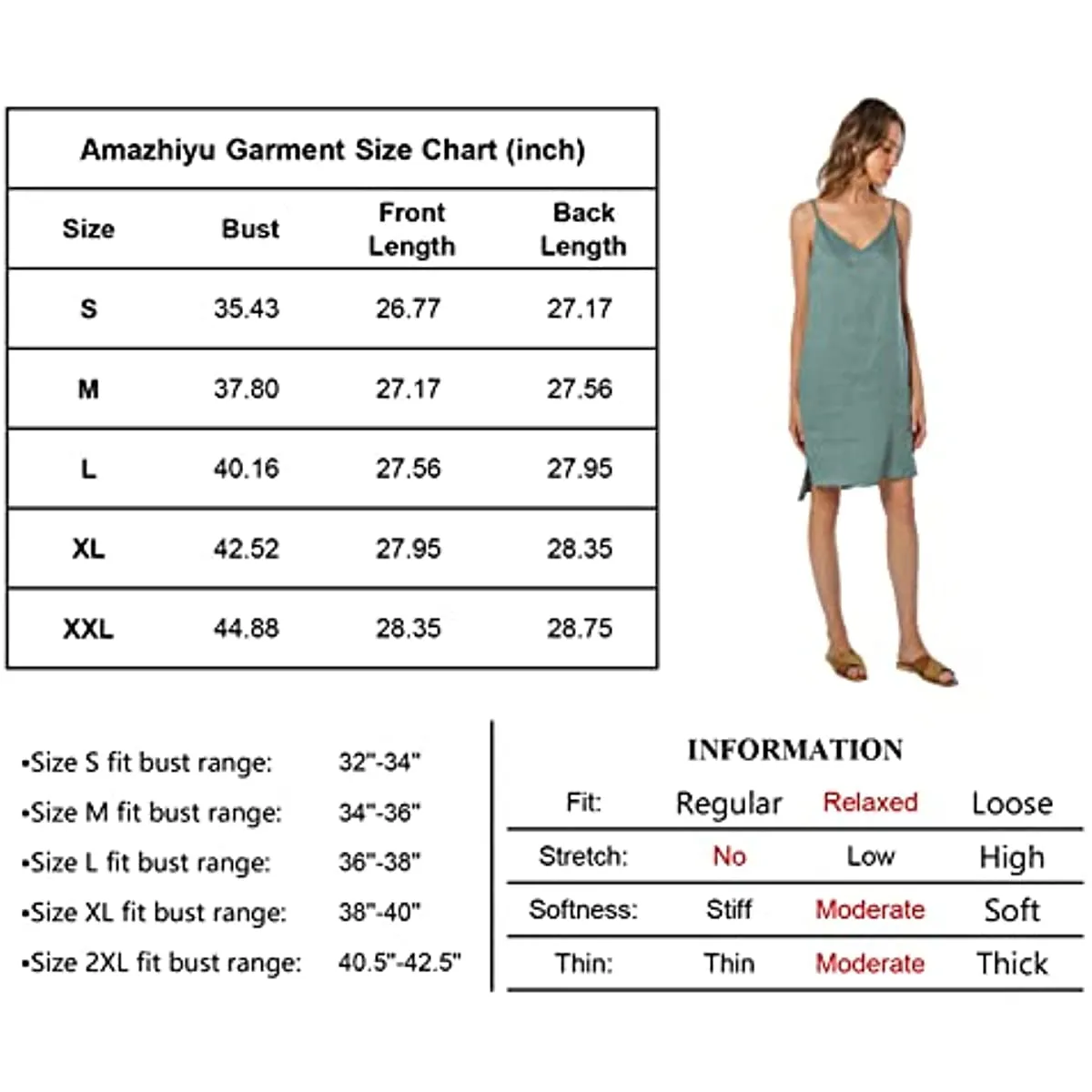 Amazhyu 100% Linen Spaghetti Strap Dresses with Slit