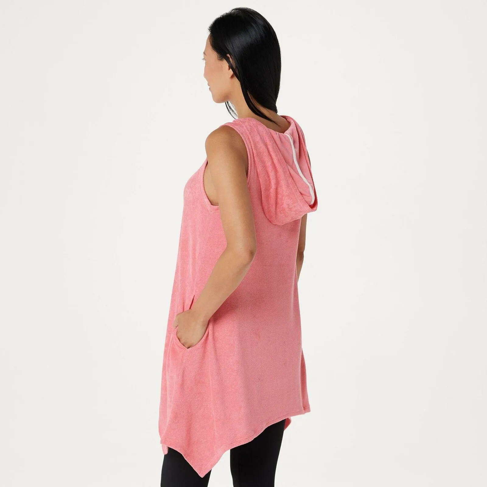 AnyBody Women's Sleeveless Baby Terry Hooded Tunic Top