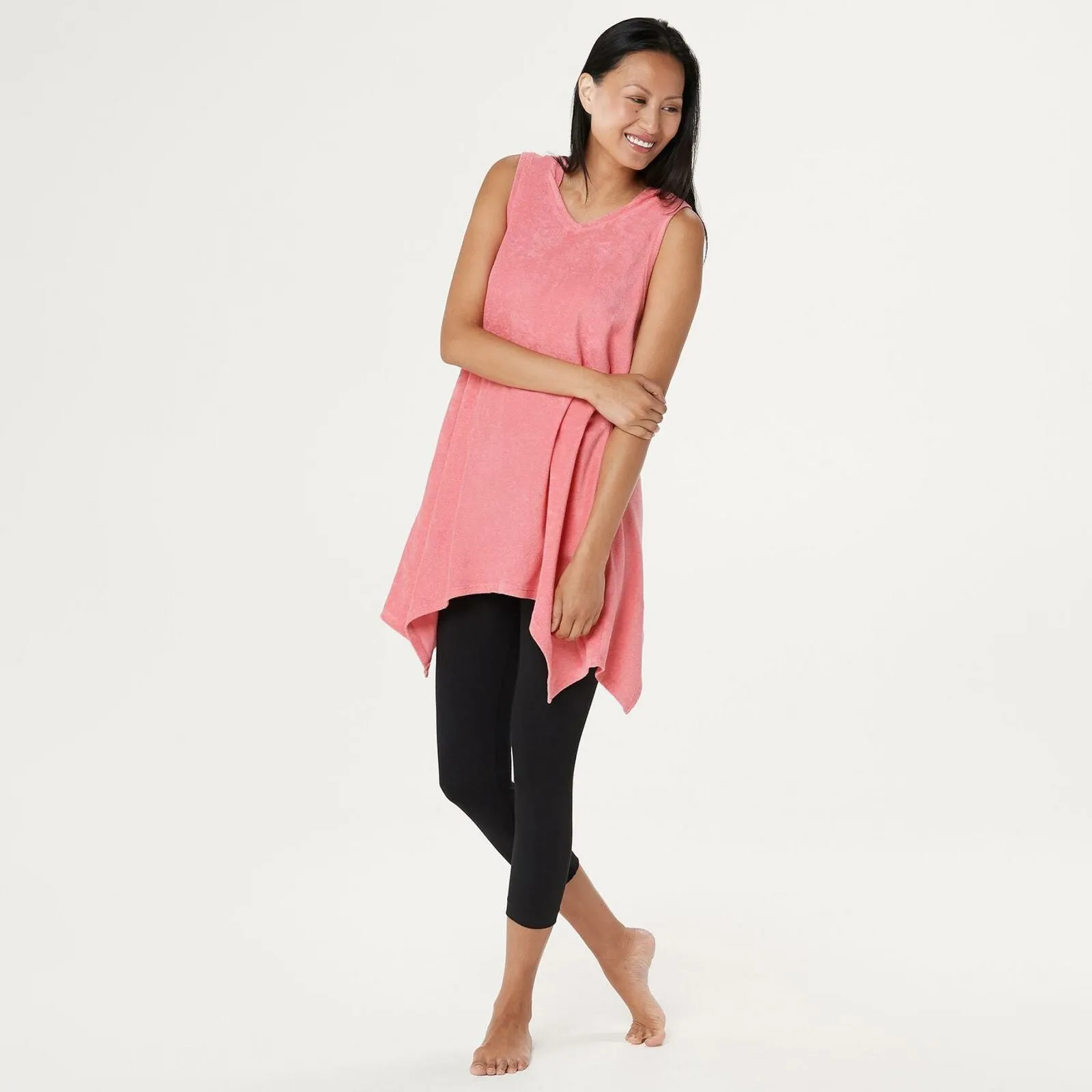 AnyBody Women's Sleeveless Baby Terry Hooded Tunic Top