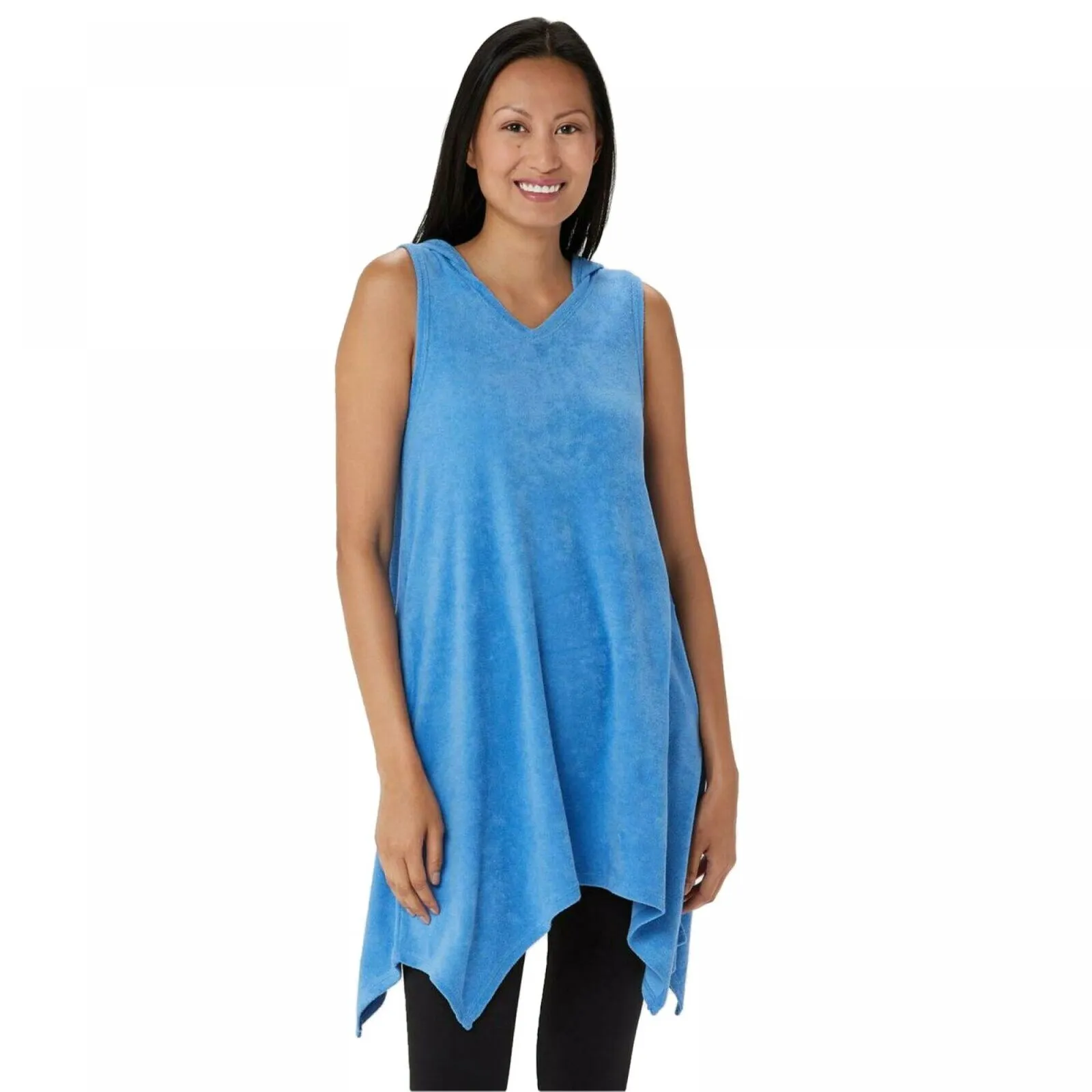 AnyBody Women's Sleeveless Baby Terry Hooded Tunic Top
