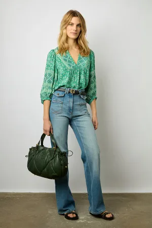 ARLEN SOFT GREEN PRINTED BLOUSE