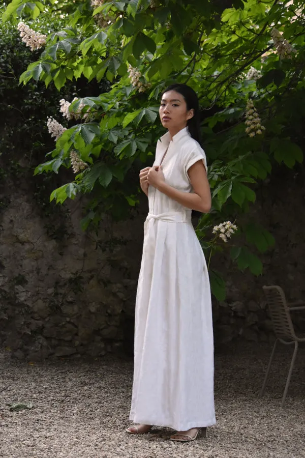 Audrey Linen Jumpsuit in White (Pre-Order, Ships April 30)