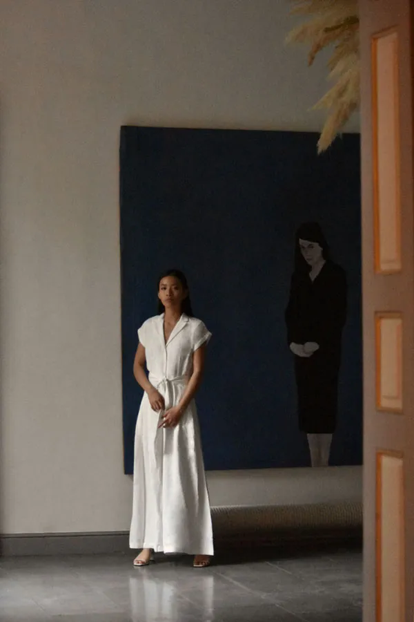Audrey Linen Jumpsuit in White (Pre-Order, Ships April 30)