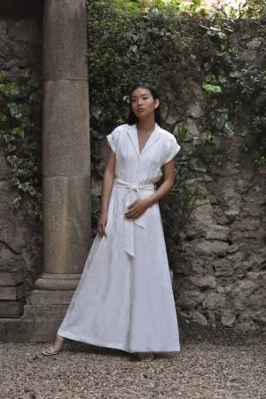 Audrey Linen Jumpsuit in White (Pre-Order, Ships April 30)