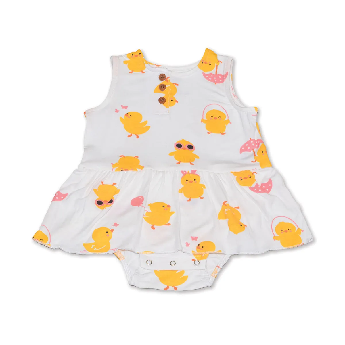Bamboo Skirt Bodysuit (Little Chick Print)