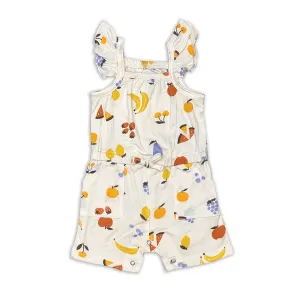 Bamboo Sleeveless Ruffle Romper (Fruit Salad Print)