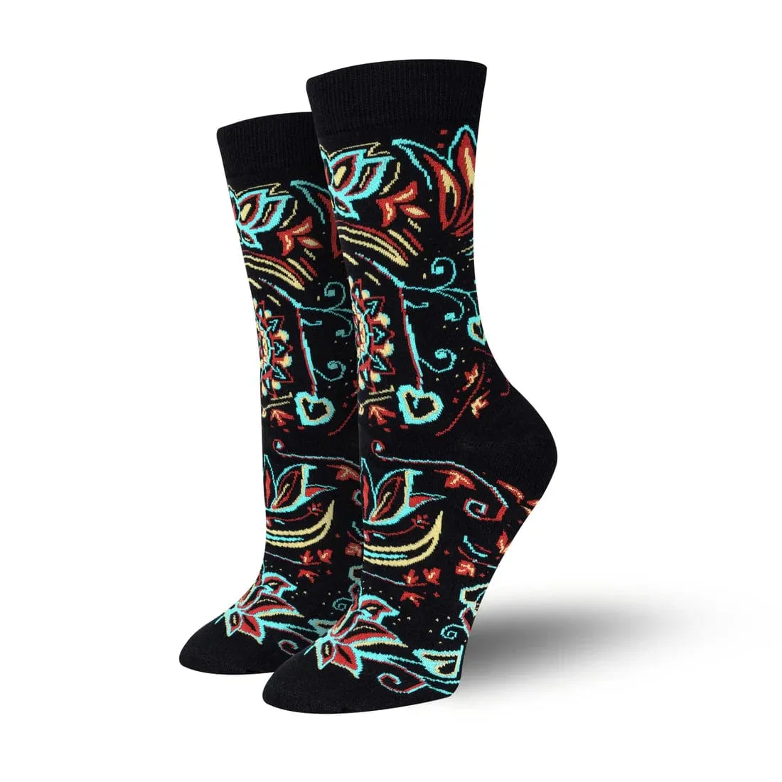 Bambukas Womens Boho Lotus Crew Socks