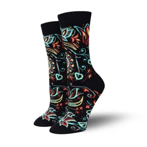 Bambukas Womens Boho Lotus Crew Socks