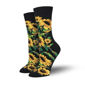 Bambukas Womens Solar Bloom Sunflower Crew Socks