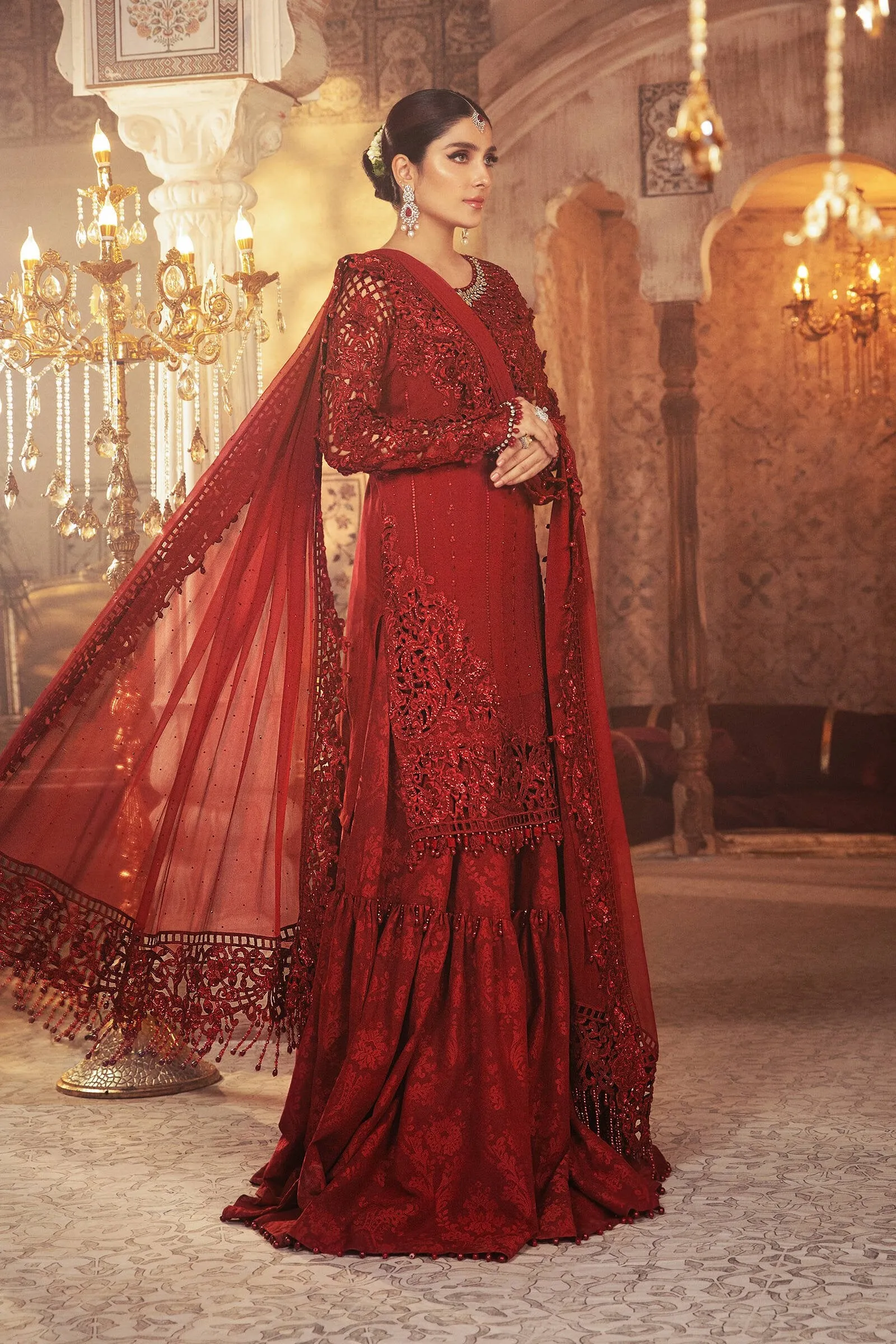 BD-2305 Ruby Red | Maria B Mbroidered Winter Wedding Collection 2021 | Unstitched Embroidered Suits