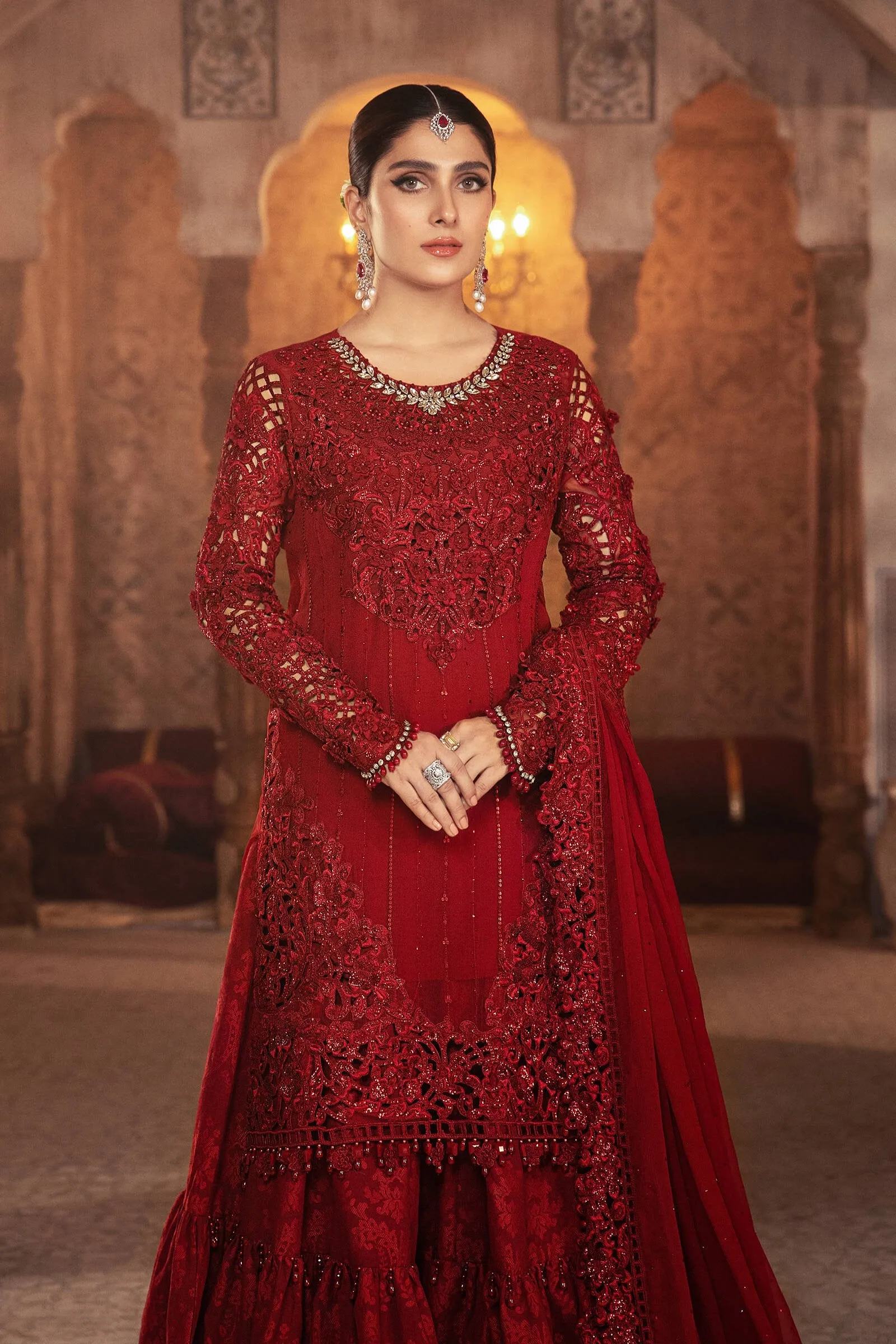 BD-2305 Ruby Red | Maria B Mbroidered Winter Wedding Collection 2021 | Unstitched Embroidered Suits