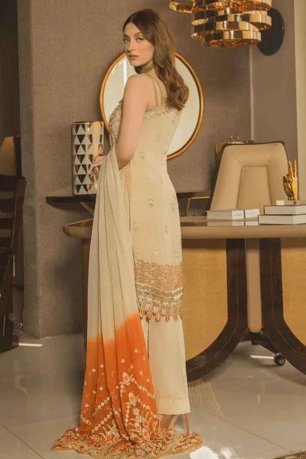 Beautiful Ivory Chiffon Dress Pakistani Latest Collection # C2082