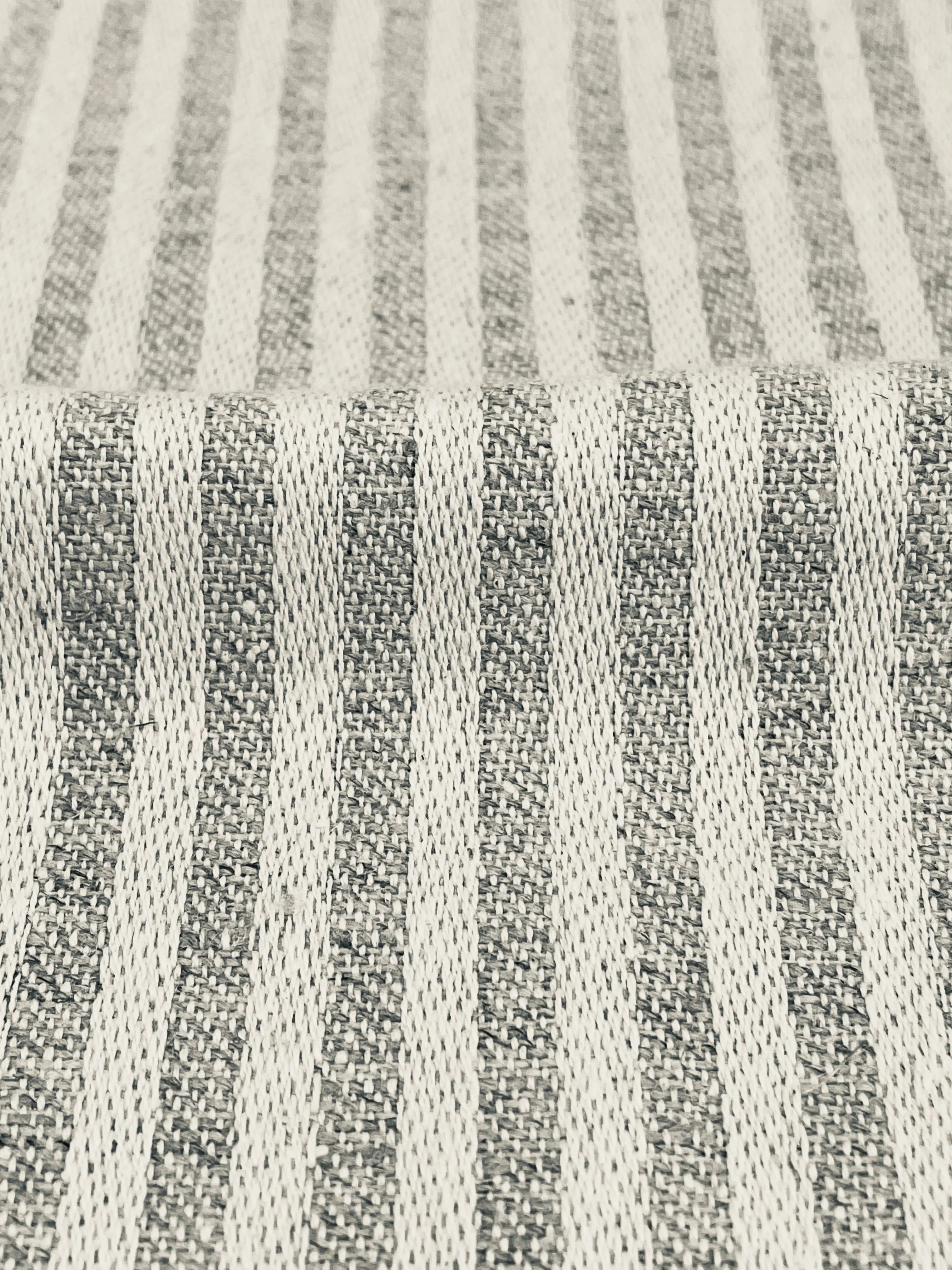 Beige and Ivory Stripe 100% Linen Fabric By The Yard/CL1115