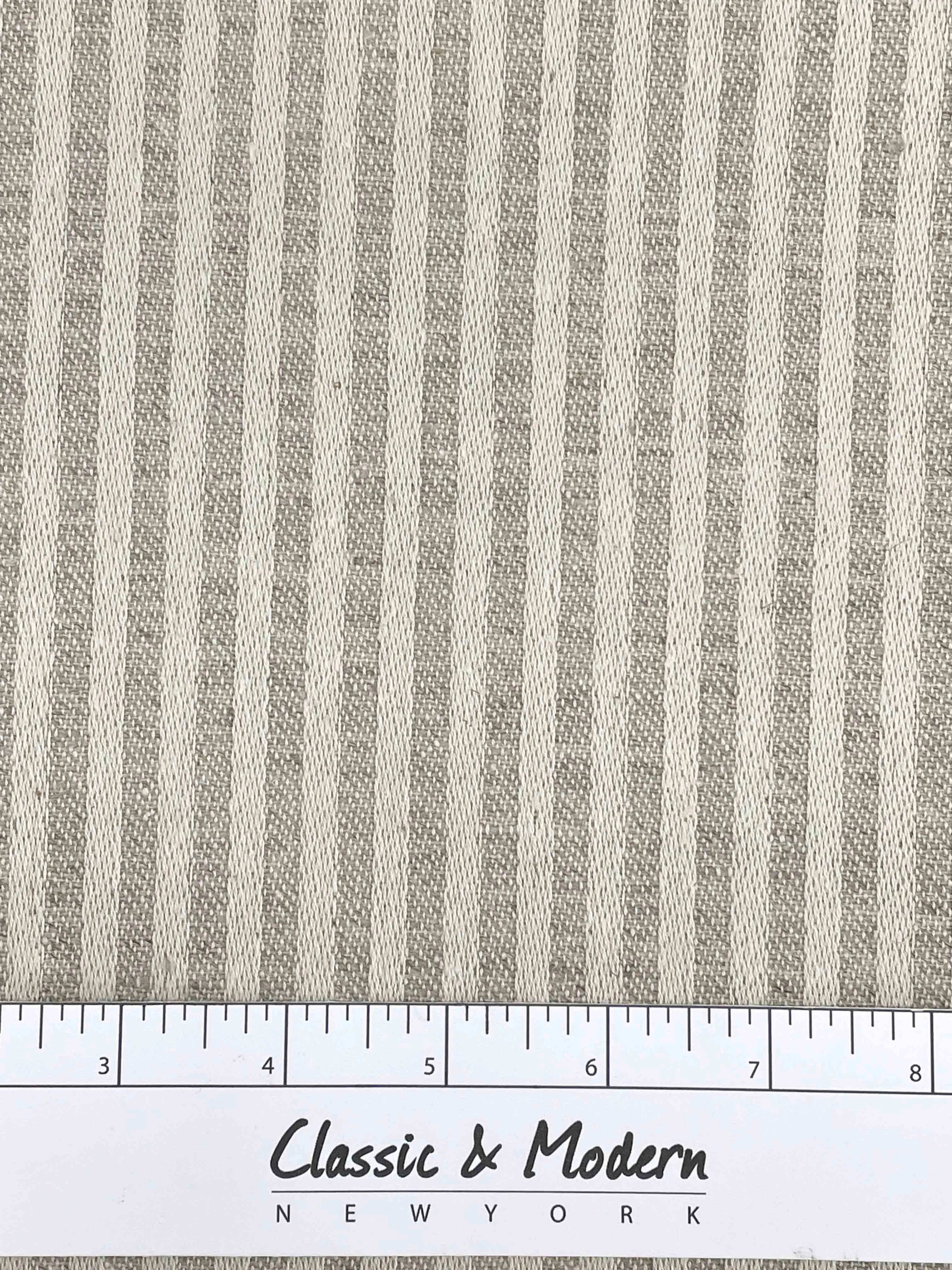 Beige and Ivory Stripe 100% Linen Fabric By The Yard/CL1115