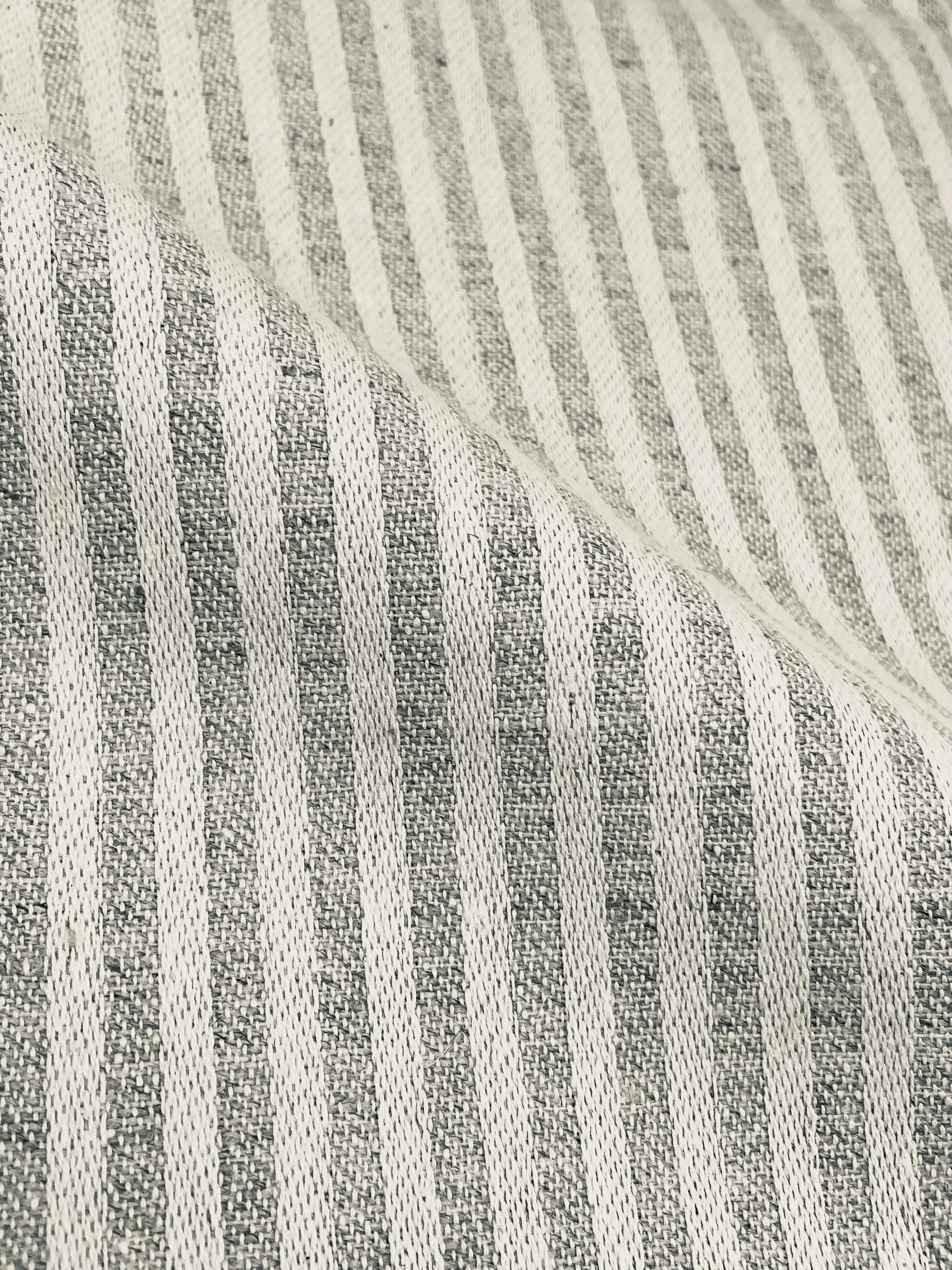 Beige and Ivory Stripe 100% Linen Fabric By The Yard/CL1115