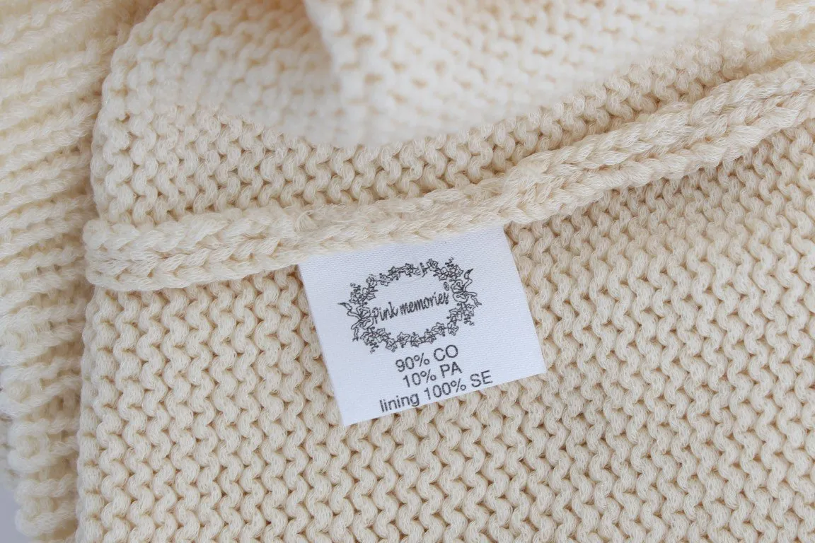 Beige Cotton Blend Knitted Sleeveless Sweater