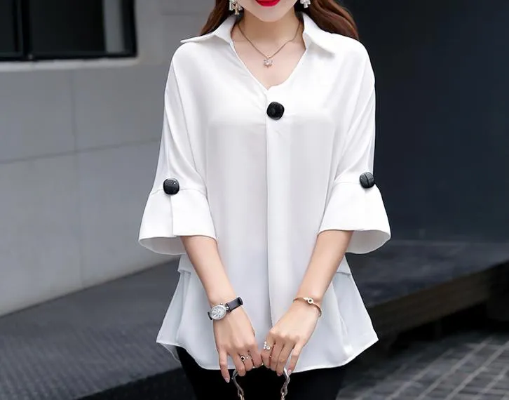 BerryBetty - New Women's t-shirts Overweight Plus Size Women Clothing Summer Style Chiffon Shirt Top Tee Woman Tees Tops Oversize Women's t-shirt
